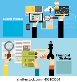 Flat design illustration concepts for business analysis and planning, consulting, team work, project management, financial report and strategy . Concepts web banner and printed materials.