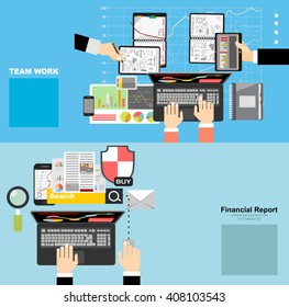 Flat design illustration concepts for business analysis and planning, consulting, team work, project management, financial report and strategy . Concepts web banner and printed materials.