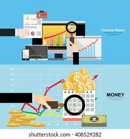 Flat design illustration concepts for business analysis and planning, consulting, team work, project management, brainstorming,Money . Concepts web banner and printed