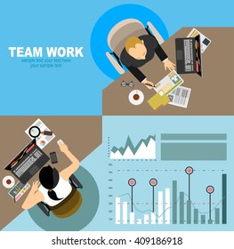 Flat design illustration concepts for business analysis and planning, consulting, team work, project management, financial report and strategy . Concepts web banner and printed materials.