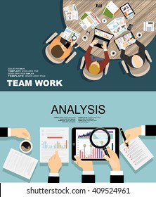Flat design illustration concepts for business analysis and planning, consulting, team work, project management, financial report and strategy . Concepts web banner and printed materials.