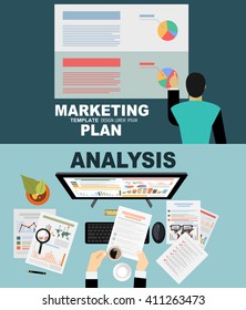 Flat design illustration concepts for business analysis and planning, consulting, team work, project management, financial report and strategy . Concepts web banner and printed materials.