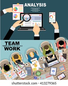 Flat design illustration concepts for business analysis and planning, consulting, team work, project management, financial report and strategy . Concepts web banner and printed materials.
