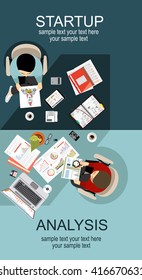 Flat design illustration concepts for business analysis and planning, consulting, team work, project management, financial report and strategy . Concepts web banner and printed materials.