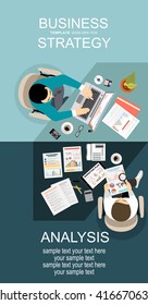 Flat design illustration concepts for business analysis and planning, consulting, team work, project management, financial report and strategy . Concepts web banner and printed materials.