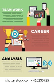 Flat design illustration concepts for business analysis and planning, consulting, team work, project management, financial report and strategy . Concepts web banner and printed materials.
