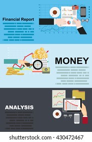 Flat design illustration concepts for business analysis and planning, consulting, team work, project management, brainstorming,Money . Concepts web banner and printed