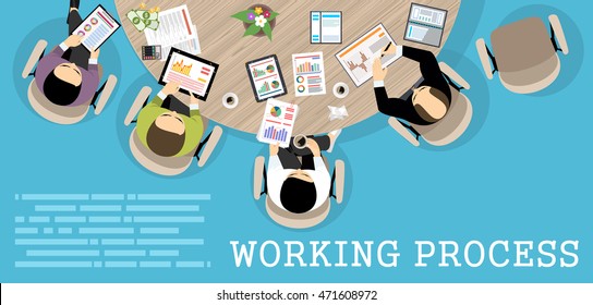 Flat design illustration concepts for business analysis and planning, consulting, team work, project management, financial report and strategy . Concepts web banner and printed materials.