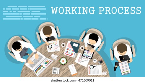 Flat design illustration concepts for business analysis and planning, consulting, team work, project management, financial report and strategy . Concepts web banner and printed materials.