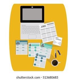 flat design illustration concepts for business, management, human resources, career, employment agency, staff training.