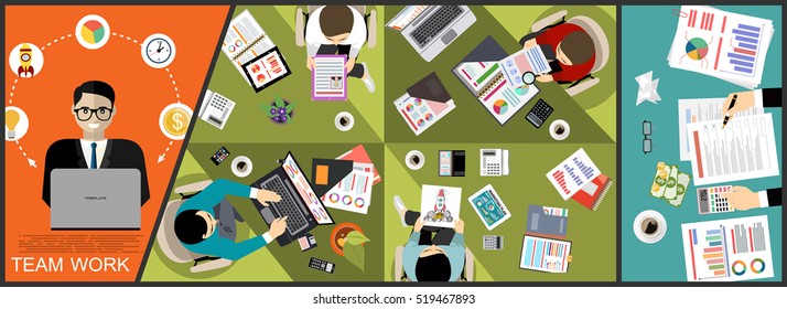 Flat design illustration concepts for business analysis and planning, consulting, team work, project management, financial report and strategy . Concepts web banner and printed materials.