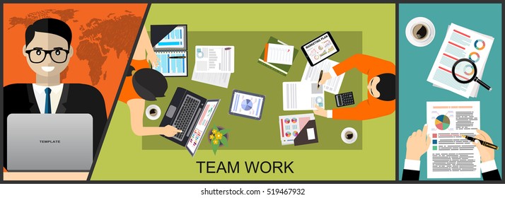 Flat design illustration concepts for business analysis and planning, consulting, team work, project management, financial report and strategy . Concepts web banner and printed materials.