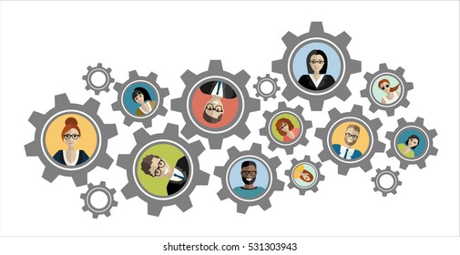 Flat design illustration concepts for business analysis and planning, team work Business people to the path of success and victory in the competition with the trade. Backlash in driving targeted