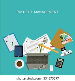 Flat design illustration concepts for business analysis and planning, consulting, project management and development. Concepts web banner and printed materials.