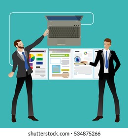 Flat design illustration concepts for business analysis and planning, consulting, team work, project management and development. Concepts web banner and printed materials. 