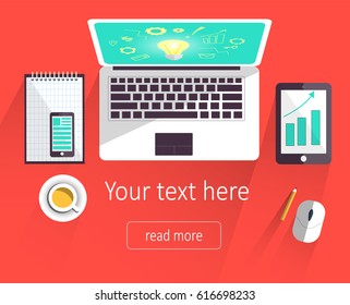 Flat design illustration concepts for business analysis and planning, project management, brainstorming, research and development. Concepts web banner and printed materials.