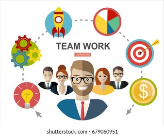 Flat design illustration concepts for business analysis and planning, consulting, team work, project management, financial report and strategy . Concepts web banner and printed materials.