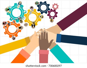 Flat design illustration concepts for business analysis and planning, consulting, team work, project management. Business, team work, cooperation and partnership. 