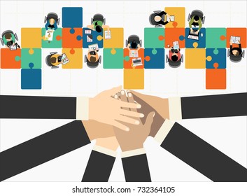 Flat design illustration concepts for business analysis and planning, consulting, team work, project management. Business, team work, cooperation and partnership.
