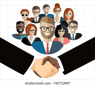 Flat design illustration concepts for business analysis and planning, consulting, team work, project management. Business, team work, cooperation and partnership.