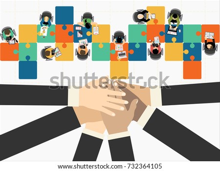 Flat design illustration concepts for business analysis and planning, consulting, team work, project management. Business, team work, cooperation and partnership.
