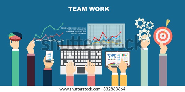 Flat Design Illustration Concepts Business Analysis Stock Vector