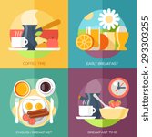 Flat design illustration concepts for coffee time, early breakfast, english breakfast, breakfast time. Concepts web banner and printed materials.