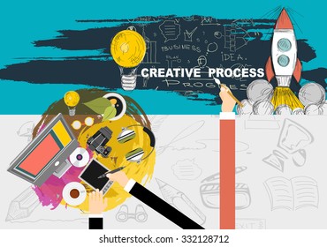 Flat design illustration concepts for creative process.Concepts for web banner and promotional material.