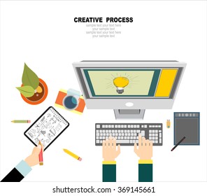 Flat design illustration concepts for creative process.Concepts for web banner and promotional material.