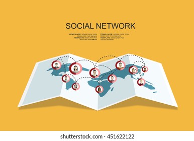 Flat design illustration concepts for Global social network abstract scheme.