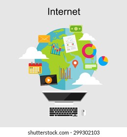 Flat design illustration concepts for internet content, web content, search engine. 