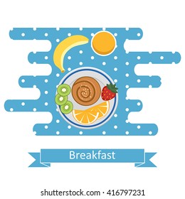 Flat design illustration concepts for light breakfast, breakfast time.