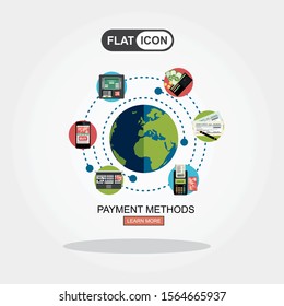 Flat design illustration concepts for Payment Methods. Concepts web banner