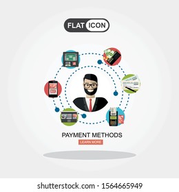 Flat design illustration concepts for Payment Methods. Concepts web banner