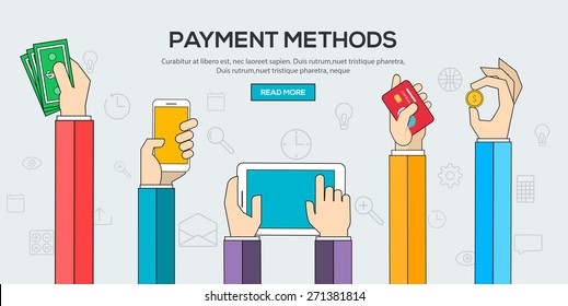 Flat design illustration concepts for Payment Methods. Vector