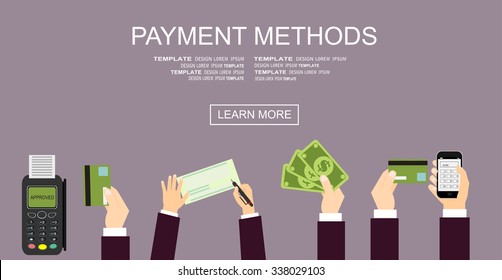 Flat design illustration concepts for Payment Methods. Concepts web banner