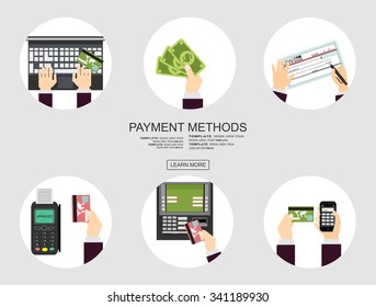 Flat design illustration concepts for Payment Methods. Concepts web banner