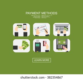 Flat design illustration concepts for Payment Methods. Concepts web banner