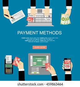 Flat design illustration concepts for Payment Methods. Concepts web banner