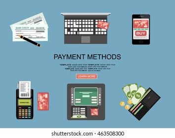 Flat design illustration concepts for Payment Methods. Concepts web banner