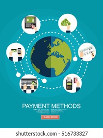 Flat design illustration concepts for Payment Methods. Concepts web banner