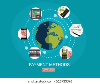 Flat design illustration concepts for Payment Methods. Concepts web banner