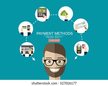 Flat design illustration concepts for Payment Methods. Concepts web banner