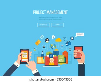 Flat design illustration concepts for project management. Concept to building successful business