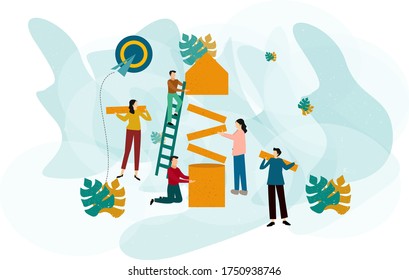 Flat design illustration concepts for team work, project management, and strategy. 