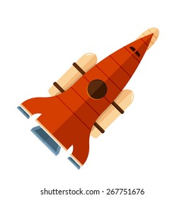 Flat design illustration concepts for web design development, logo design, graphic design, design agency. Rocket that fly in universe.