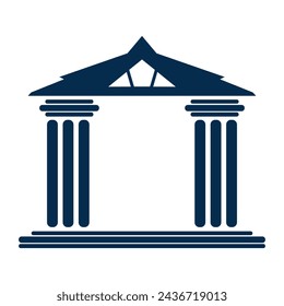  flat design illustration of a courthouse and the gavel and balance of justice