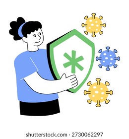 Ilustração de design plano da segurança contra a covid 