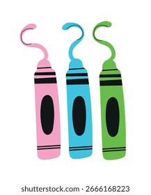 Ilustración de diseño plano con crayón con tres Colores en estilo Doodle