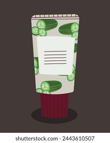  Flat Design Illustration with Cream At Cucucmber